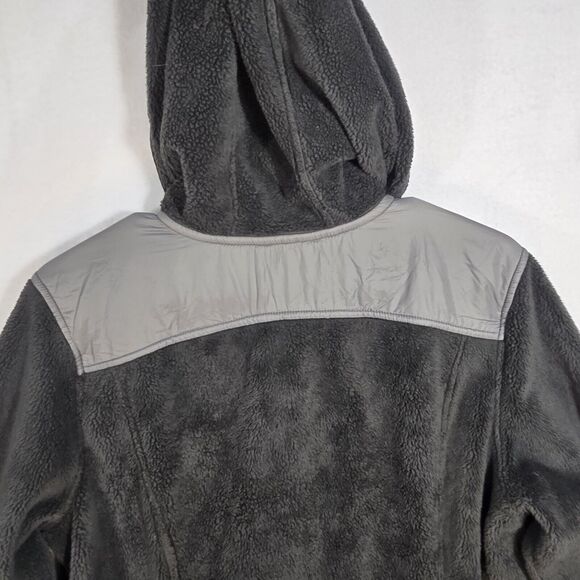 Eddie Bauer Womens Fuzzy Fleece Black Long Sleeve Full Zip Hooded Coat Jacket M - Picture 11 of 14